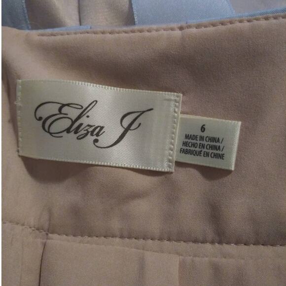 Eliza J Blue & Tan Checked Pleated Windowpane Midi Skirt Semiformal Sz 6 - Picture 6 of 11